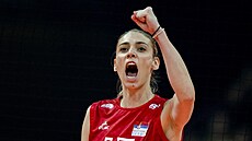 Srbská volejbalistka Jovana Stevanovičová se raduje během finále mistrovství...