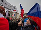 V Brn� lid� demonstruj� za demisi vl�dy Petra Fialy. (28. ��jna 2022)