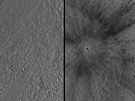 Snímek ped dopadem meteoritu na planetu Mars a po nm (24. prosince 2021)