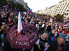 Lidé na Václavském námstí demonstrují za odvolání vlády premiéra Petra Fialy....