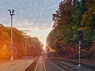 Podzimní ráno ve Dvoe Králové na vlaku R 1061