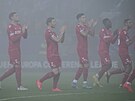 Fotbalisté Kölnu pi zápase Konferenní ligy na Slovácku zdraví fanouky.
