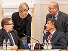 Pavlína Springerová (HDK) s obanskými demokraty, (zleva) je Miroslav Hlouek,...