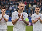 Michal Kadlec, kapitán fotbalist Slovácka, dkuje fanoukm za podporu po...