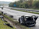 Dopravn� nehoda na d�lnici D10 u obce Brodce (22. ��jna 2022)