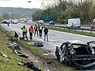 Dopravn� nehoda na d�lnici D10 u obce Brodce (22. ��jna 2022)