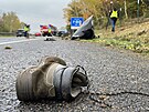 Dopravn� nehoda na d�lnici D10 u obce Brodce (22. ��jna 2022)
