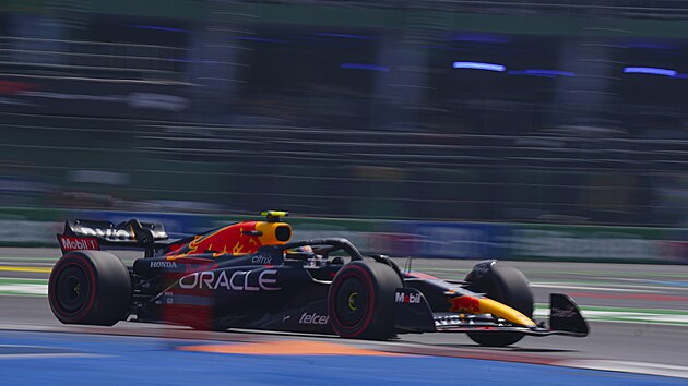 Max Verstappen z Red Bullu bhem tetho trninku na Velkou cenu Mexika formule 1.
