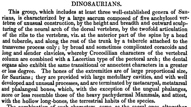 st textu odborn zprvy Richarda Owena, v n oficiln pojmenovv dinosaury. Akoliv je toto dlo datovno rokem 1841, ve skutenosti bylo oficiln vydno a na jae roku 1842.