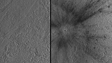 Snímek ped dopadem meteoritu na planetu Mars a po nm (24. prosince 2021)