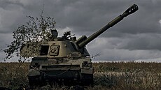Ukrajinský tank připraven na protiútok. (22. října 2022)