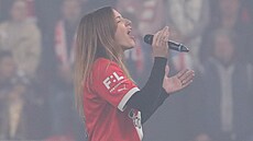 Hymnu ped zápasem zazpívala manelka Lukáe Masopusta.