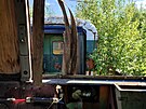 Pohled z kabiny zruené lokomotivy 168 099-5. Vyfoceno na hbitov vlak v...