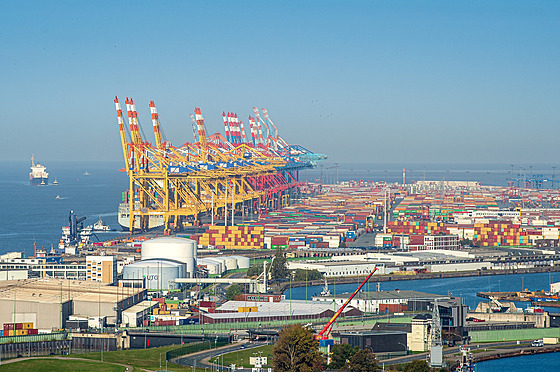 Kvli nedostatku pístavních idi se v nmeckém pístavu Bremerhaven hromadí...