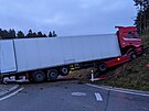 Havárie kamionu na D3 u eských Budjovic (5. listopadu 2022).