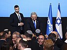 Benjamin Netanjahu v sídle své strany bhem izraelských parlamentních voleb v...