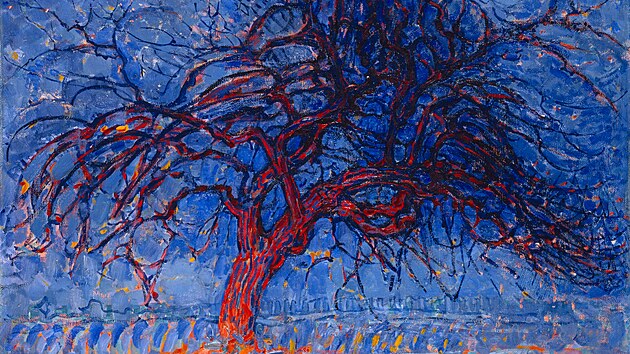 K abstraktn malb se Mondrian propracovval. Dlo Veer; erven strom (1918 - 1910) j pedchzelo.