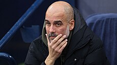 Trenér Manchesteru City Pep Guardiola ped zápasem s Fulhamem.