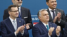 Polský premiér Mateusz Morawiecki, maďarský premiér Victor Orbán a český...