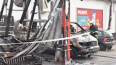 Po�ár Penny Marketu v Chodov� na Sokolovsku (6. listopadu 2022).