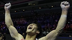 Zlatá radost japonského gymnasty Daikiho Hašimota.