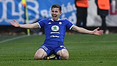 Daniel Mare�ek z Mladé Boleslavi se raduje z gólu v zápase s Teplicemi.