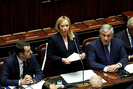 Italská premiérka Giorgia Meloniová v italském parlamentu