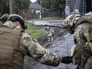 Ukrajintí vojáci pomáhají zatoulaným zvíatm v Charkovské oblasti. (27. záí...