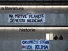 Okupaní klimatická stávka student vysokých kol na Filozofické fakult...