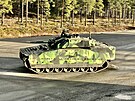 Obrnnec CV90 pro eskou armdu na testovacm polygonu vrobce Hgglunds pobl...