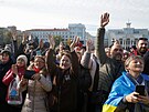 Ukrajinský prezident Volodymyr Zelenskyj navtívil osvobozený Cherson. (14....