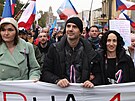 Ladislav Vrabel na protestním pochodu za umonní vystoupení ve vysílání eské...
