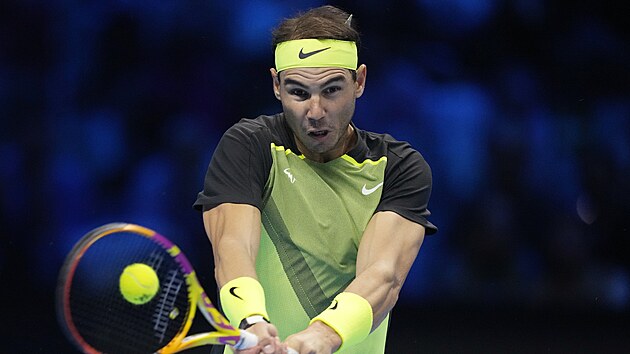 Rafael Nadal na Turnaji mistr v souboji s Casperem Ruudem.