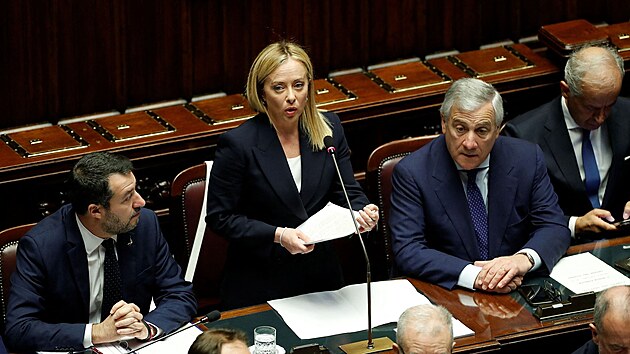 Italsk premirka Giorgia Meloniov v italskm parlamentu