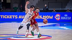 eský basketbalista Viktor Plpán bhem zápasu kvalifikace o postup na MS proti...