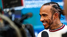 Lewis Hamilton ped Velkou cenou Brazílie.