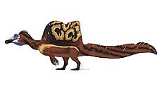Moderní pojetí přibližného vzezření nejdelšího známého teropoda, spinosaurida...