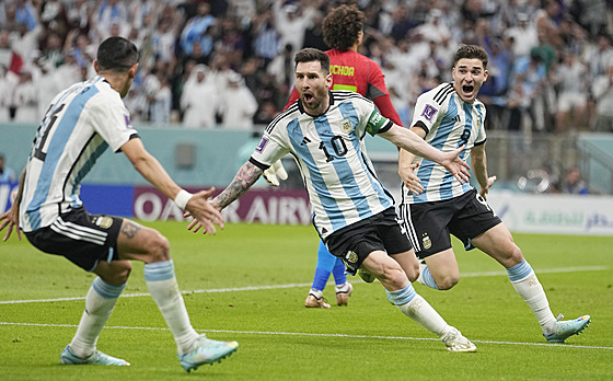 Argentinský útoník Lionel Messi se raduje ze svého gólu proti Mexiku.