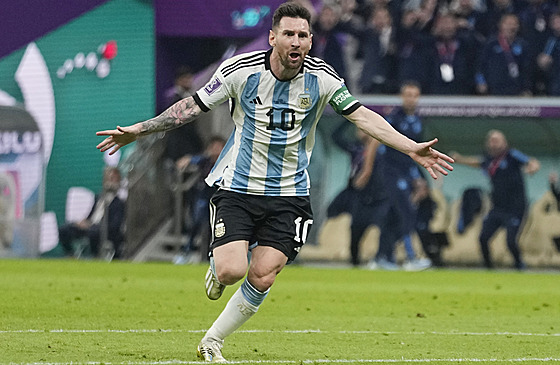 Argentinský útoník Lionel Messi se raduje ze svého gólu proti Mexiku.