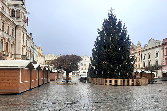 Vánoční strom na Pernštýnském náměstí v Pardubicích.