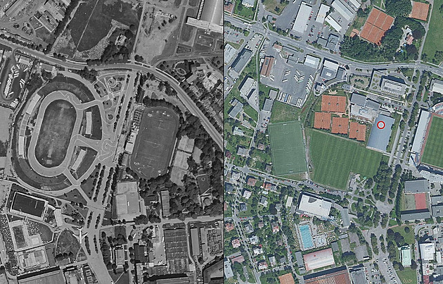 Aplikace porovnává staré letecké snímky Olomouce se současnou podobou
