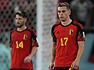 Zklamaní belgití fotbalisté po prohe s Marokem