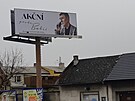 Billboard Andreje Babie ped volbou prezidenta v Olomouci