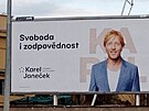 Billboard Karla Janeka ped volbou prezidenta v Praze