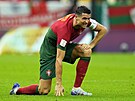 Portugalský Criastiano Ronaldo na druhý poloas proti Uruguayi na mistrovství...
