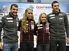 Biatlonisté (zleva) Michal Krmá, Markéta Davidová, Tereza Voborníková a Joná...