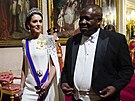 Princezna z Walesu Kate a jihoafrický prezident Cyril Ramaphosa na banketu v...