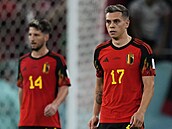 Zklamaní belgičtí fotbalisté po prohře s Marokem