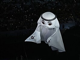 Na slavnostním zahájení nechybl Laíb, maskot katarského mistrovství svta