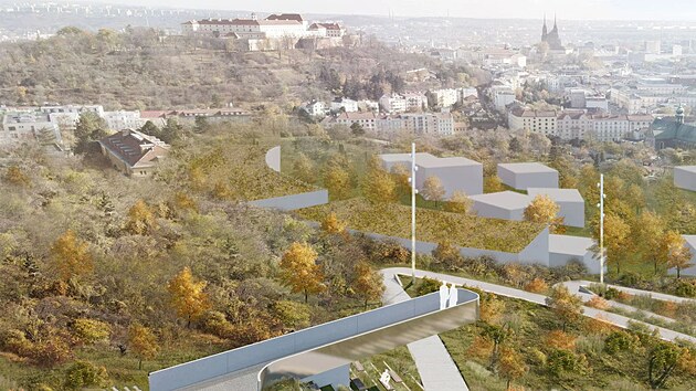 Vítězný návrh na nový park Žlutý kopec na Starém Brně počítá s levitujícím chodníkem neboli vyhlídkou vysunutou nad úroveň terénu.